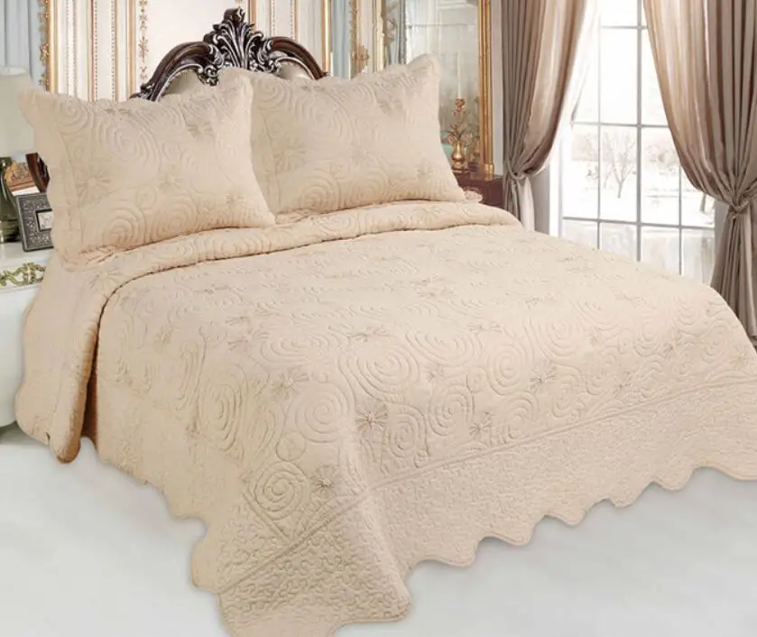 BORYARD Colcha Quilted Bedspread Set Embroidery Quilting Microfiber Bedding for Bedroom