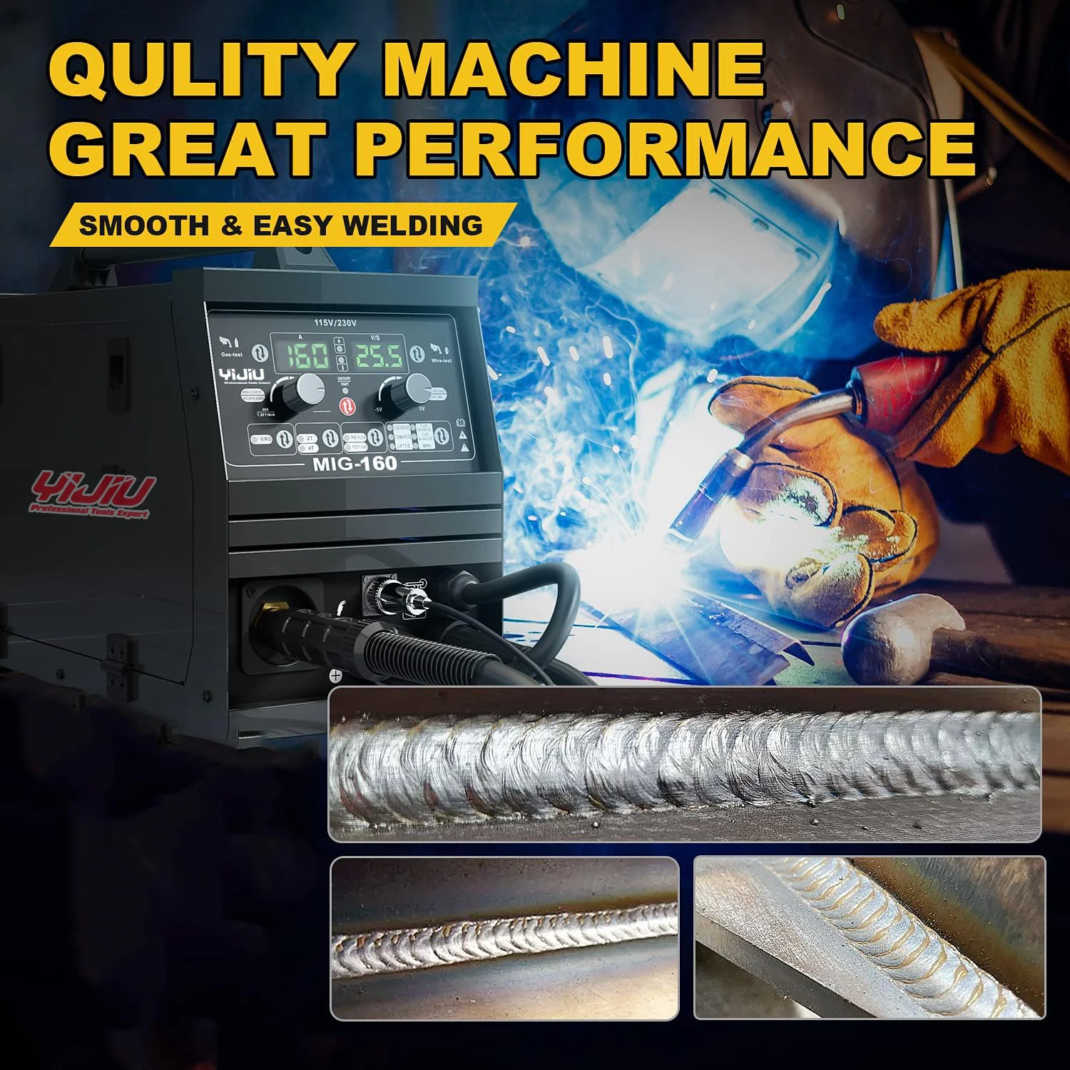 YIJIU  200A  Mig Welder,  6 in 1  Multi-Process Stick /Gas /Gasless Flux Core Mig/Lift TIG/Spot Welding/Spool GunWelding Machine
