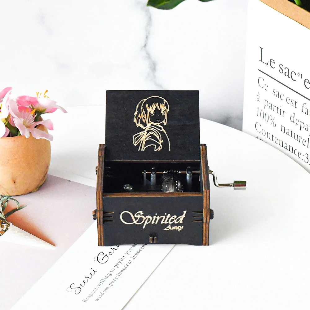 Хит продаж деревянная музыкальная шкатулка с ручным приводом для