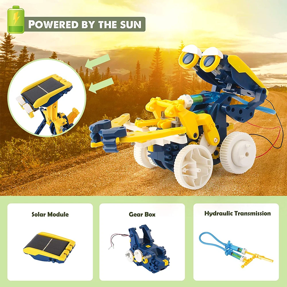 Kids DIY Assembled Solar Robot Toy Kids 11 in 1 Solar Robot Kit STEM Science Building Solar Toys For Kids