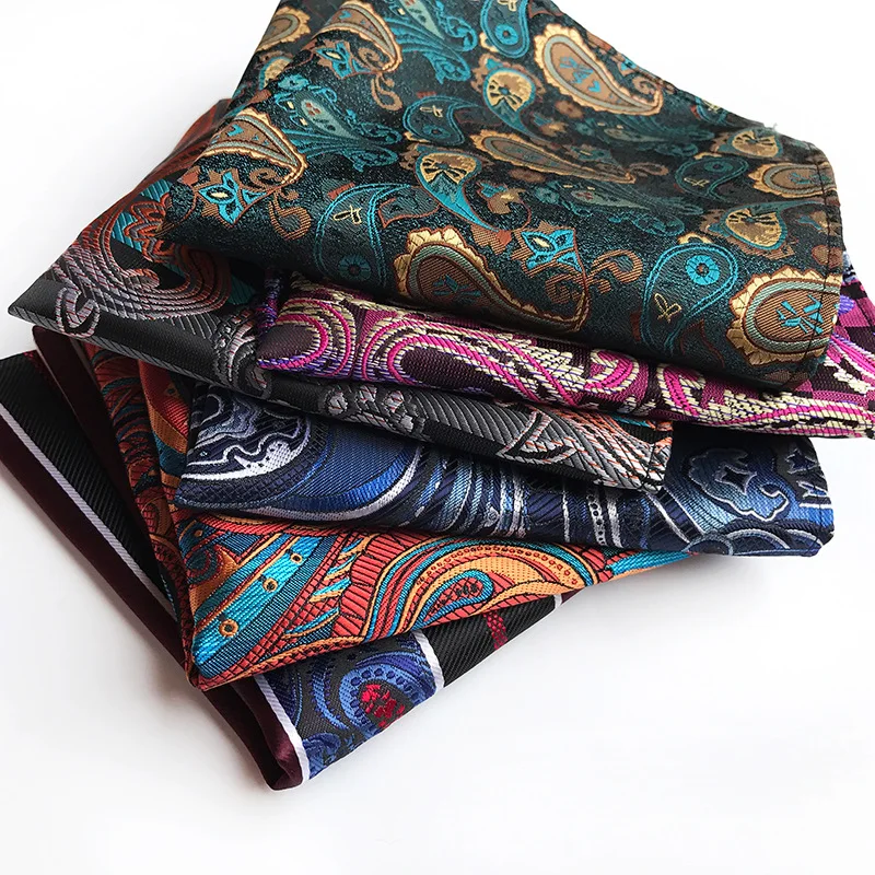 2024 Fashion Paisley Pattern Handkerchief Square Polyester Mens Designer pocket square for men