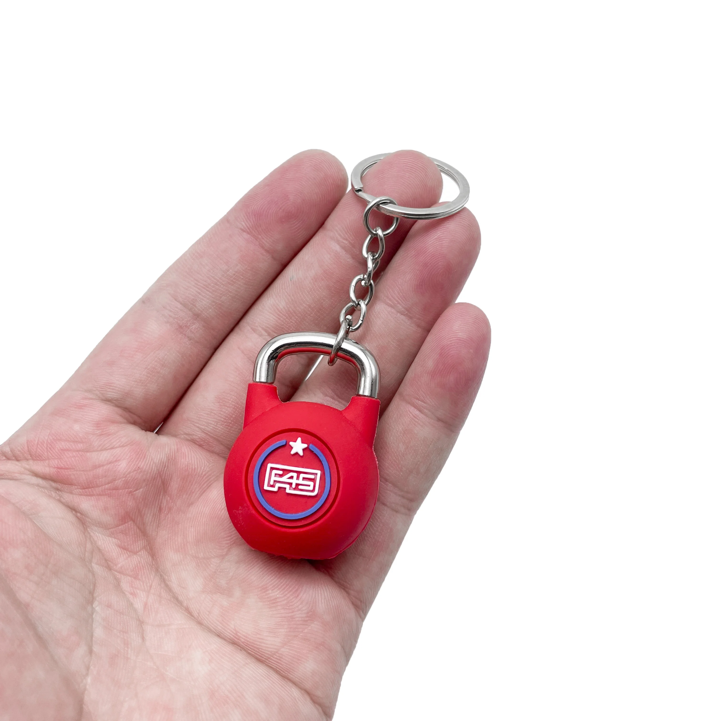 Gym Promotional Metal Crafts Keychains Custom 3D Double-Sided Logo PVC Rubber Barbell Key Chain Fitness Dumbbell Keychain