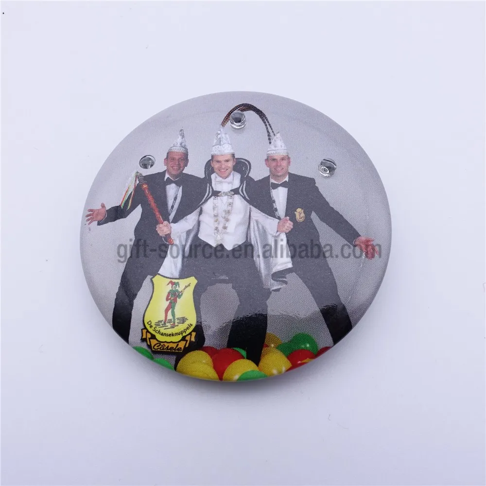 Factory custom programmable 45mm 55mm flashing led light button electronic name badge