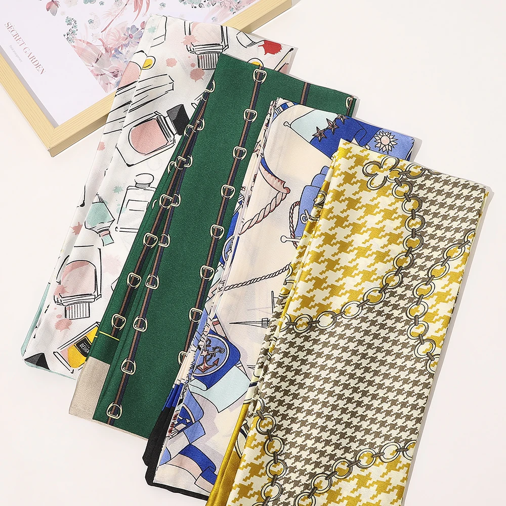 2022 New Design 90*90 cm Designer Silk Scarf Luxury Digital Printed 100% Natural Silk Scarf for Women Stylish