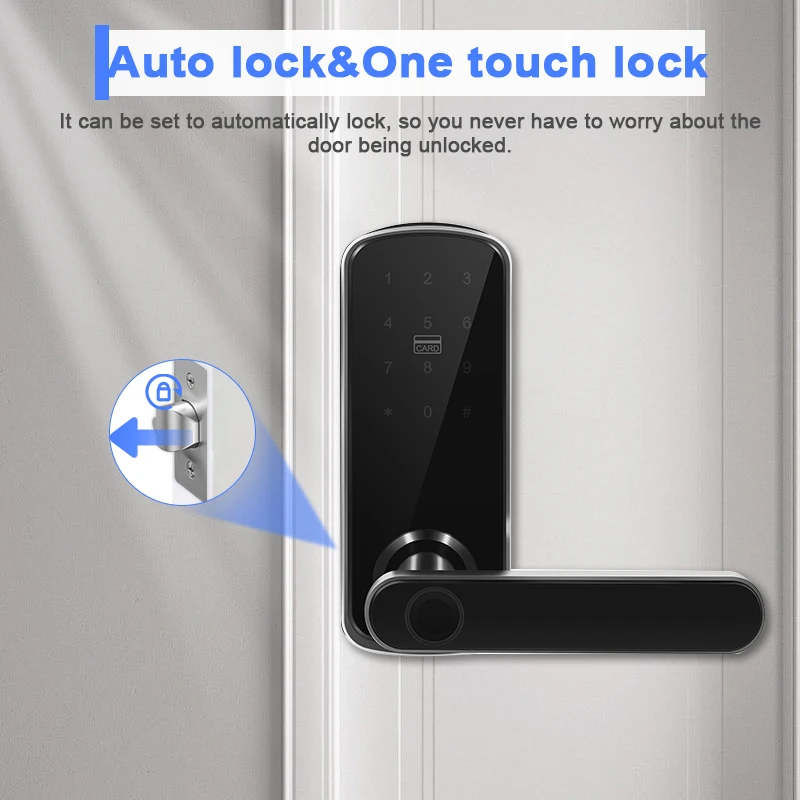 Wholesale Tuya WIFI APP Smart Door Lock Aluminum Fingerprint RFID Digital Lock Handle Keyless Apartment Hotel Home Room