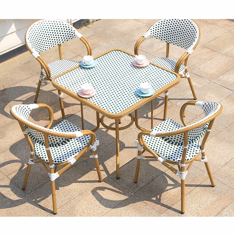 Patio Stacked French wicker Rattan chair Paris Bamboo Garden Bistro chair