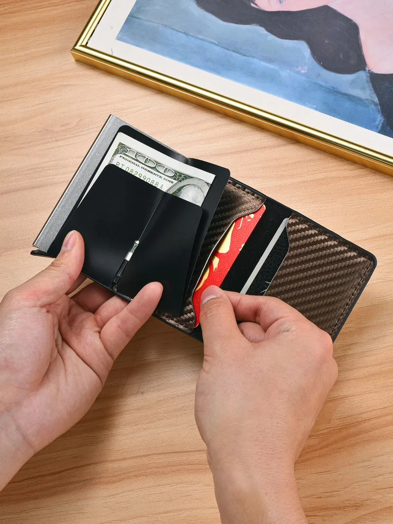 Customized Logo Rfid Blocking Aluminum Metal Wallet Minimalist Wallet Credit Card Holder With Money Clip