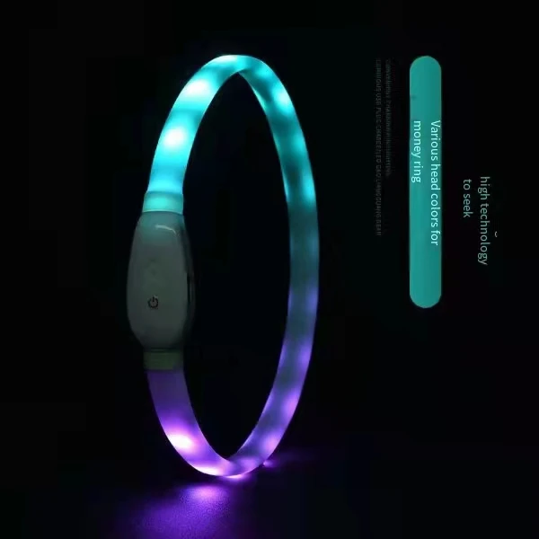 Светодиодный фонарик для домашних животных, ночник без косточек, удобная зарядка, светящийся ошейник с подвеской