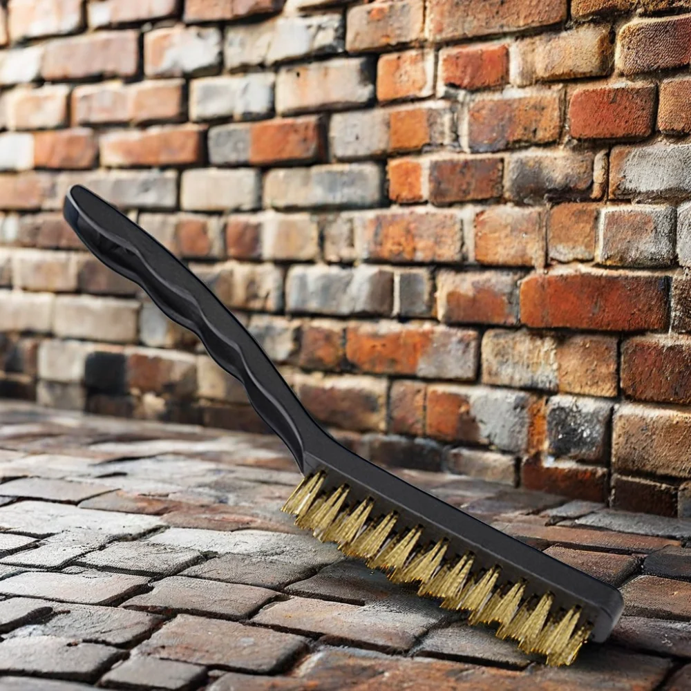 Long-Handle Stainless Steel Grout Brush with Brass Steel Wire Antistatic Copper Golf Brush for Cleaning