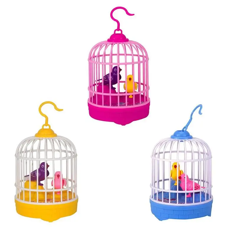 New Mini Bird with Cage Voice Control Electronic Toys for Children Novelty Induction Toy Funny Simulation Bird Singing Kids Toys