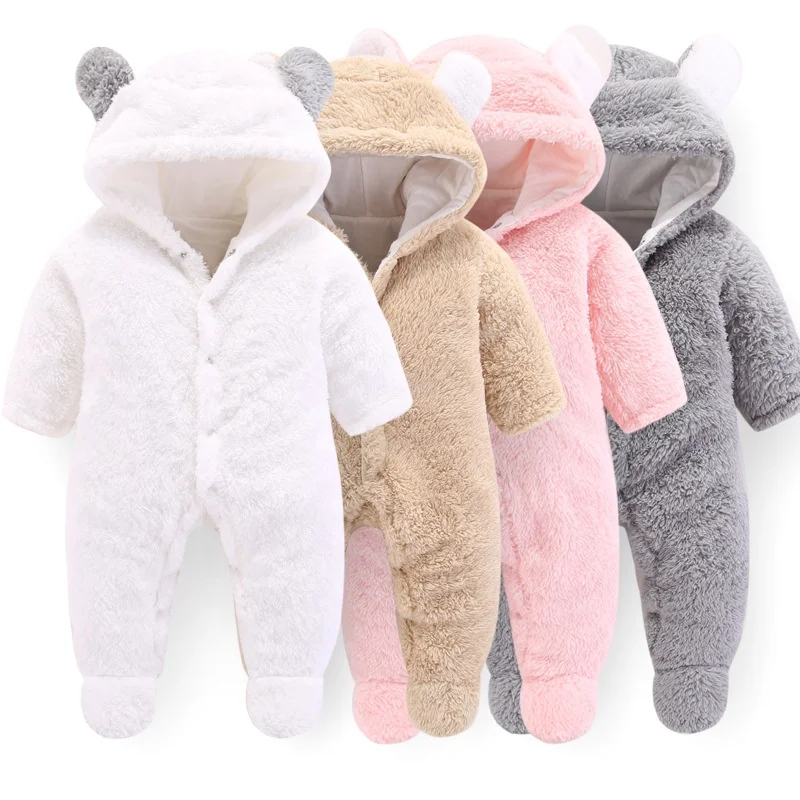 Fleece Cotton Warm Knit Custom Plain Girl Winter Baby Romper Newborn Jumpsuit Romper Baby Jumpsuit
