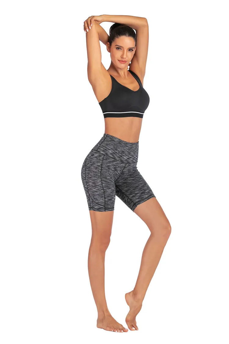 
Hot-Selling High Waist Custom Girls Printed Fitness Gym Running Athletic Shorts With Side Pocket 