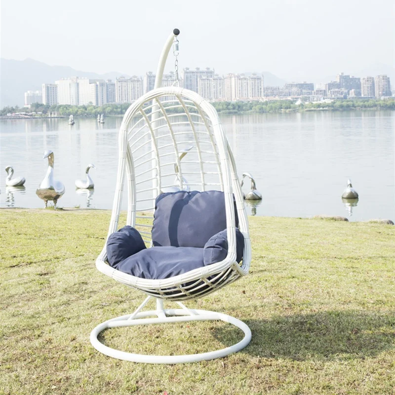 Hanging Curved Chaise Lounge Chair Swing for Backyard indoor outdoor Patio Porch hammock durable wicker rattan weave metal frame
