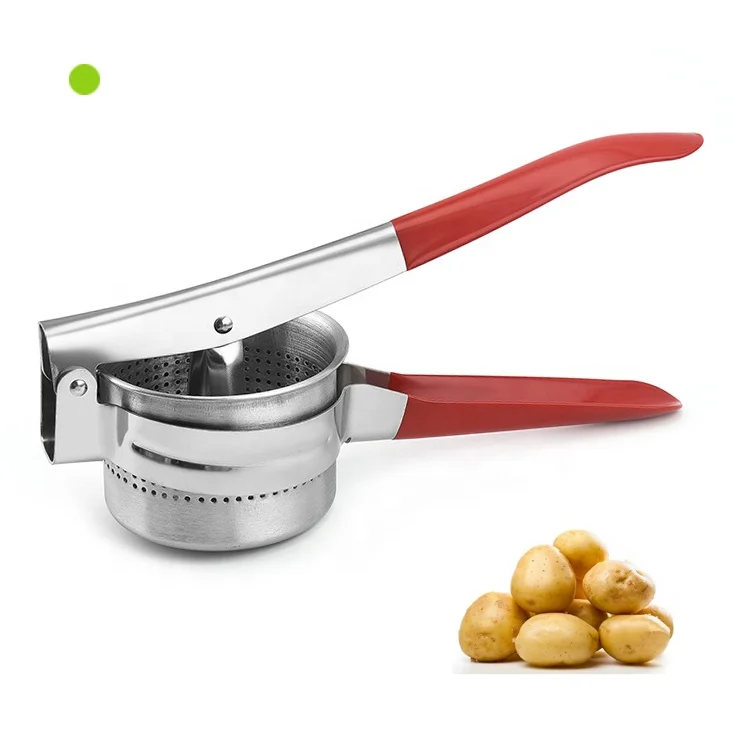 Manual Potatoes Masher stainless steel Juicer Crusher Squeezer Food Press red plastic handle Potato Ricer Presser