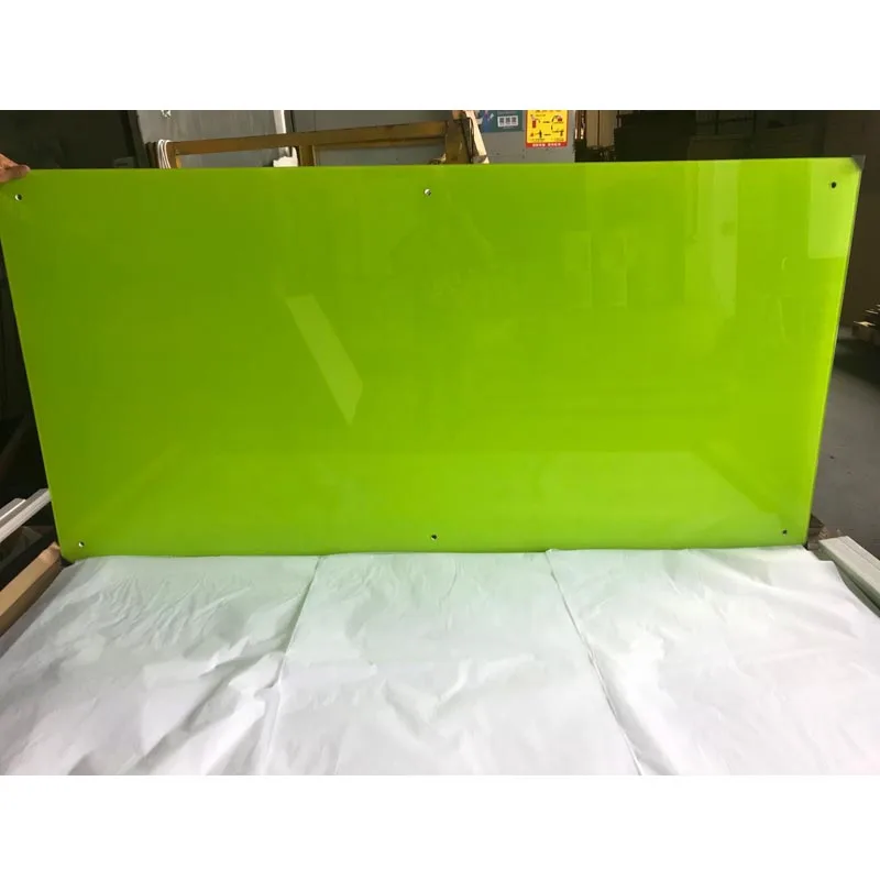 Factory customized wall mounted frameless green color magnetic office glass whiteboard