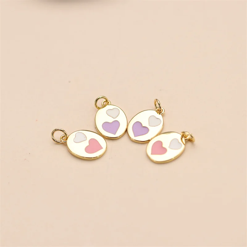Heart Enamel Pendant Golden Color Metal Heart Enamel Pendant Custom Enamel Charms