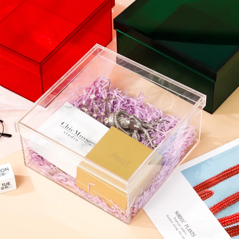 Wholesale Custom Transparent Gift Decoration Box Hand-made Display Box Acrylic Geometric Flower Box