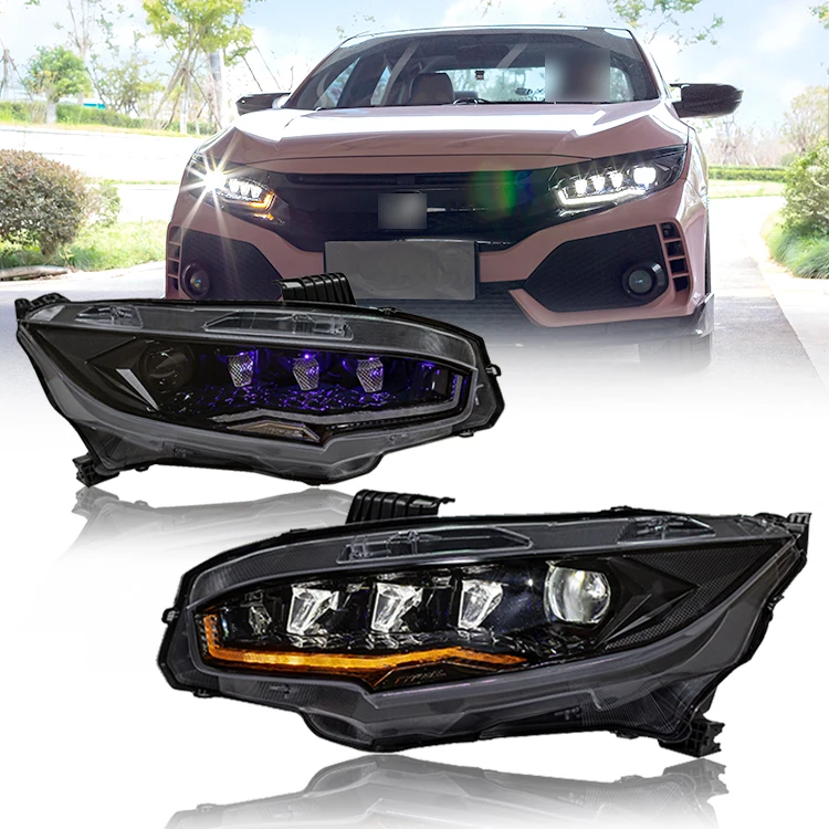 DK Motion Modified Car Front Light Headlamp Led Headlight For Honda Civic 10th Gen 2016 2017 2018 2019 2020 2021