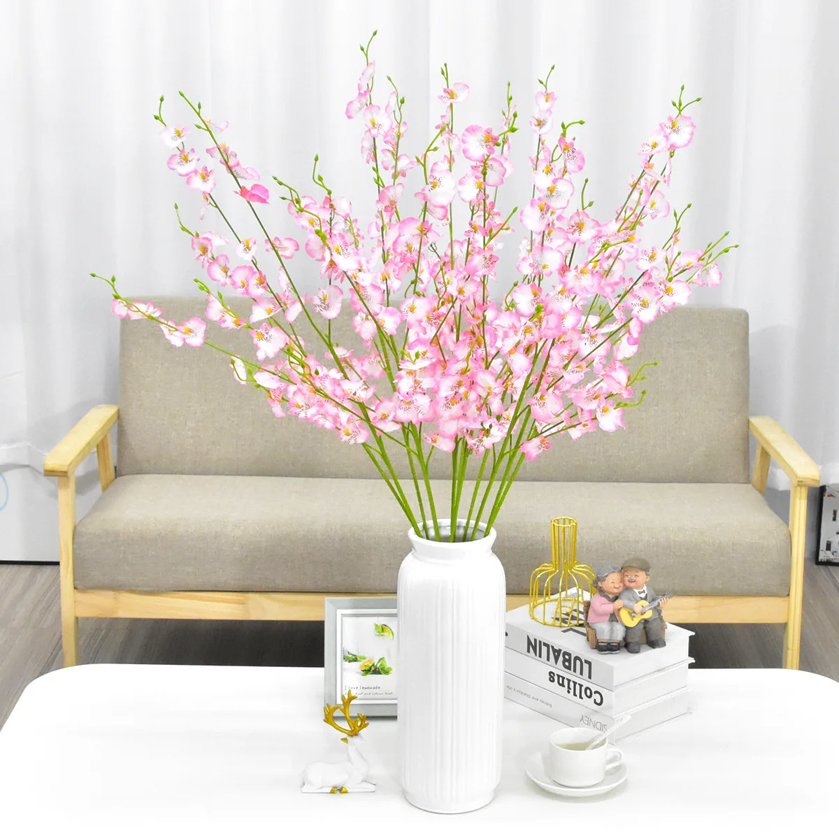 Artificial Dancing Orchid Imitation Flower Yellow Fake Flower Wedding Home Decoration Artificial Phalaenopsis Bouquet