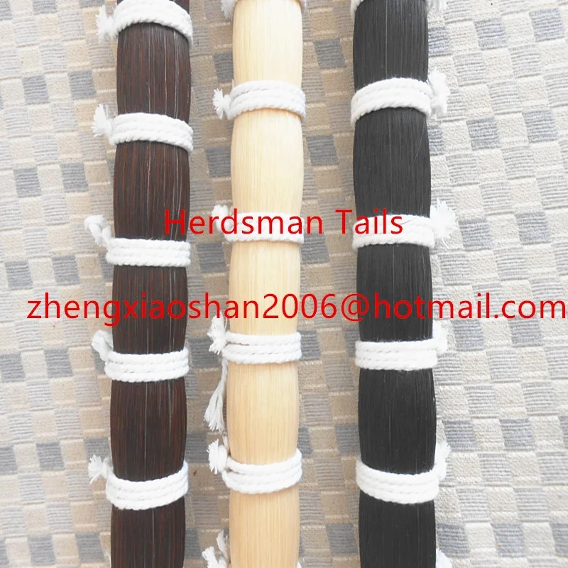 NATURAL TAPERED END HORSE TAIL HAIRS AND HORSE MANE HAIRS IN 4-40 INCHES BUNDLES