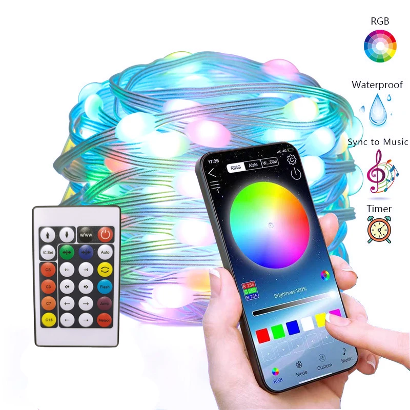 USB Wifi Smart APP Remote Christmas Tree Lights LED fairy Lights RGB String Lights