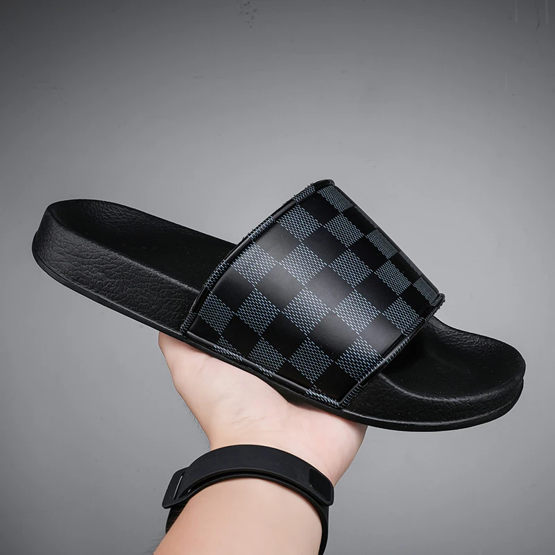 
 Мужские крутые однотонные удобные тапочки модные пляжные сандалии летние уличные простые однотонные тапочки для отпуска  