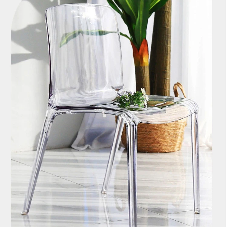 LeisureMod Adler Mid-Century Pc Ghost Chair Party Hotel Dining Stackable Acrylic Banquet Transparent Plastic Vanity Chair