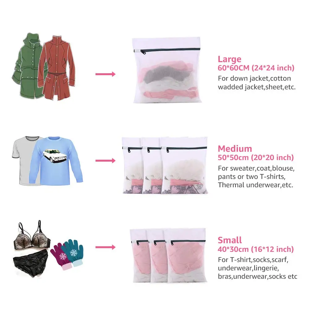 
White durable mesh wash bags with drawstring for small item 