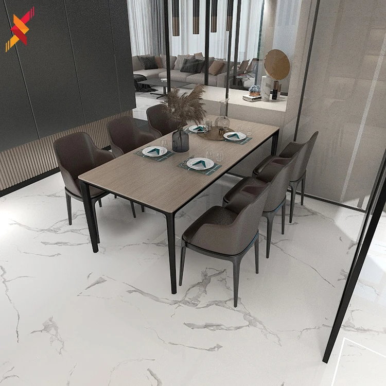 800 x 800mm Foshan bright white marble look glazed porcelain ceramic tiles bathroom wall and floor tile