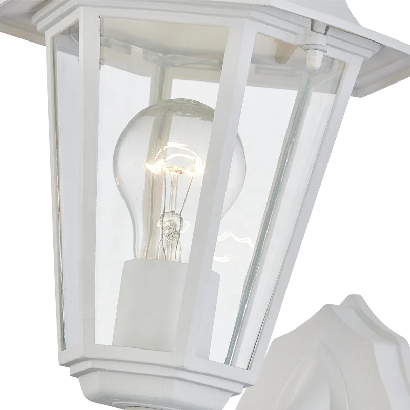 Outdoor Wall Lantern white Cast Aluminum Waterproof outdoor wall lighting Clear glass for garden wall light
