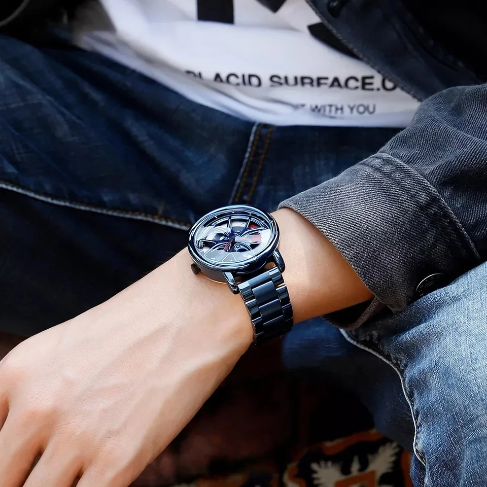 New product Wheel Dial Car Watches Design Car Wrist Watch 360 Degree Rotating Sport Quartz Watch
