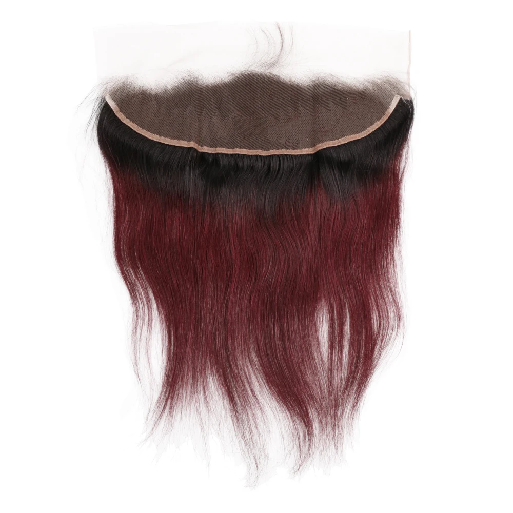 
Top Grade Real Virgin Indian Human Hair 1b/99j High End Ear To Ear Straight 13x4 Lace Frontal 