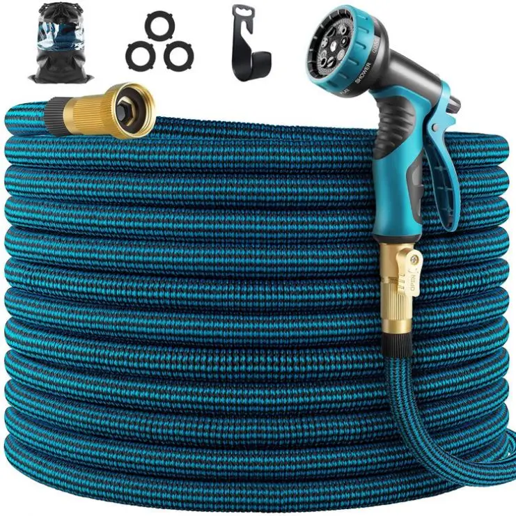 Expandable Garden Hose Pipe 100Ft 30M Strong Double Latex Inner Tube Prevent Leaking Magic Hosepipe With 8 Function Spray Gun -