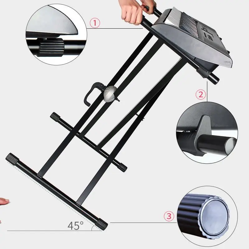 Keyboard stand adjustable width and height, quick release mechanism, support 66/76/88 electric piano electronic organ