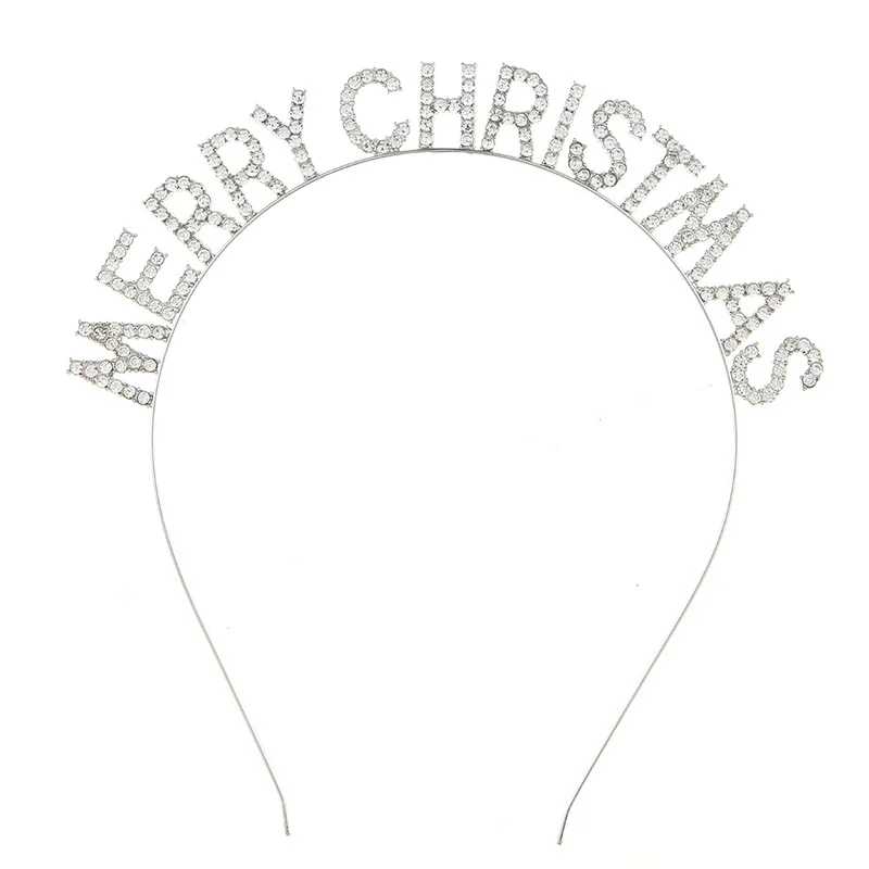 Holiday Tiara Crown Merry Christmas Happy New Year Winter Headband for Women Girls Lady Vibrant Colored Crystal Rhinestone party