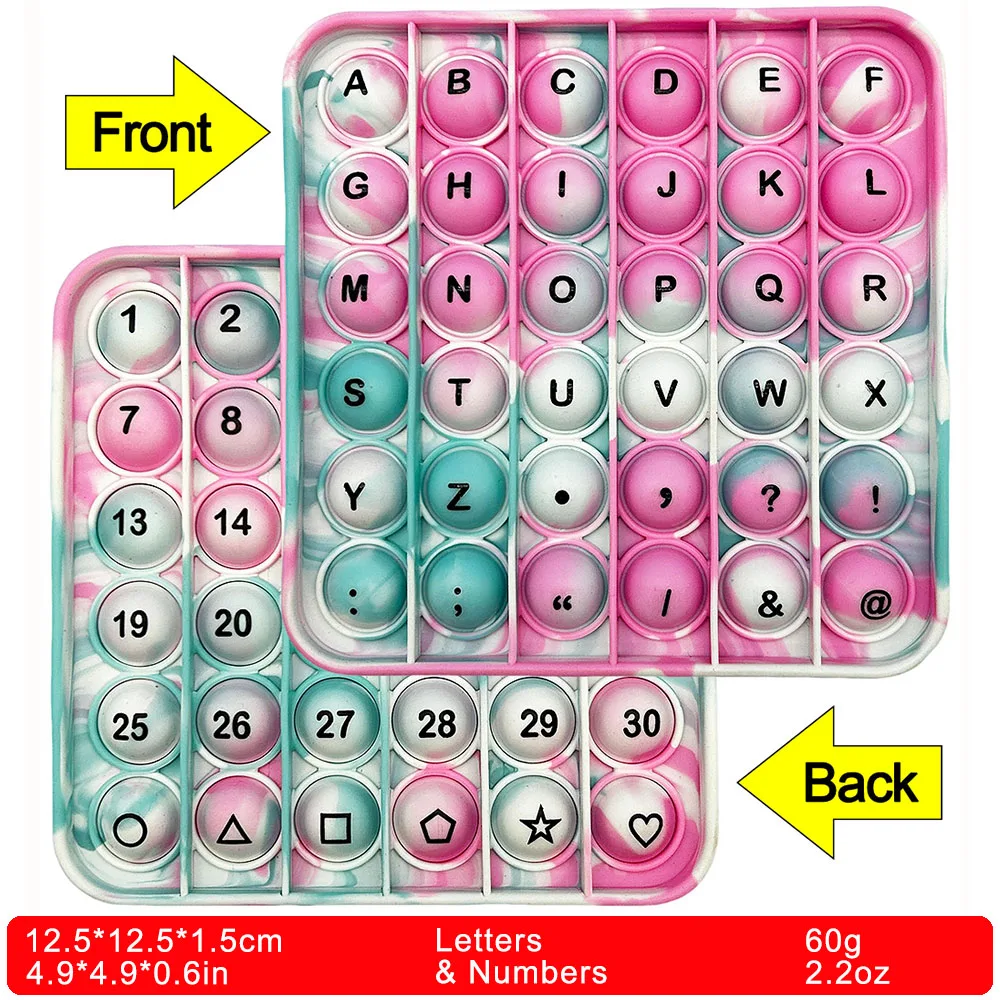 READY TO SHIP 12.5cm/4.9in Silicone Push Bubble Fidget Sensory Toys,  Numbers Alphabets Teaching Educational Pop Toys