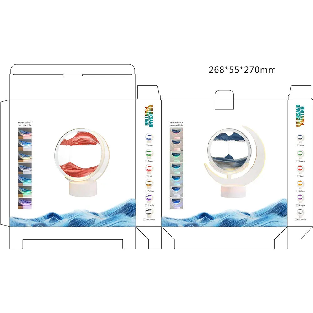 USB Colorful Advanced Decorative Glass Quicksand Art Desk Lamp for Home Office Desktop Acrylic 3D Moving Sand Painting Lamp