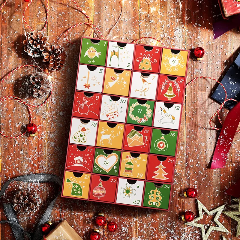 Advent Calendar Large Christmas Countdown Candy Gift Calendar Custom Logo Drawer Advent Calendar Cardboard Box
