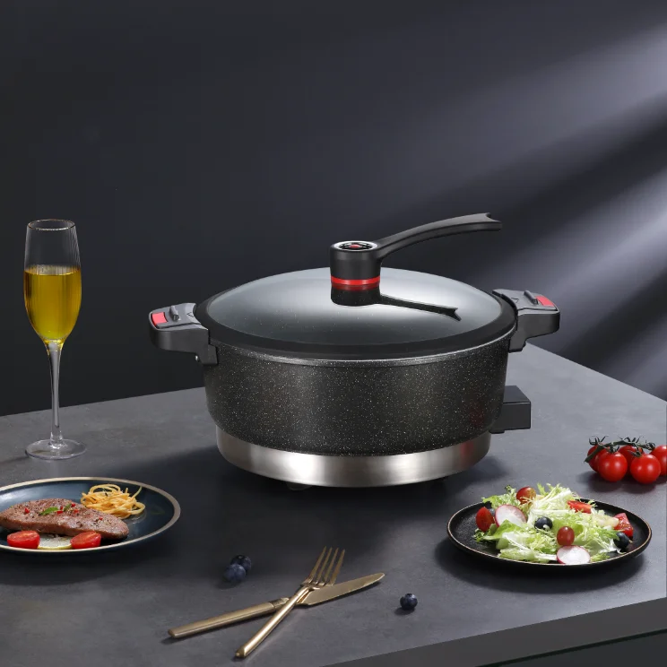 
Cuisine cooking pot electric low pressure cooker multi function pot wok and skillet hot pot fry pan marble coating 