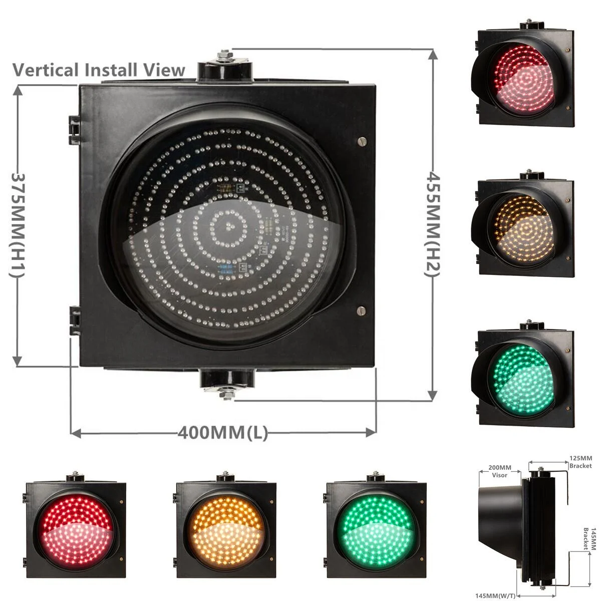 300MM 1-Aspect Red Yellow Green RYG Ball Smart Traffic Light