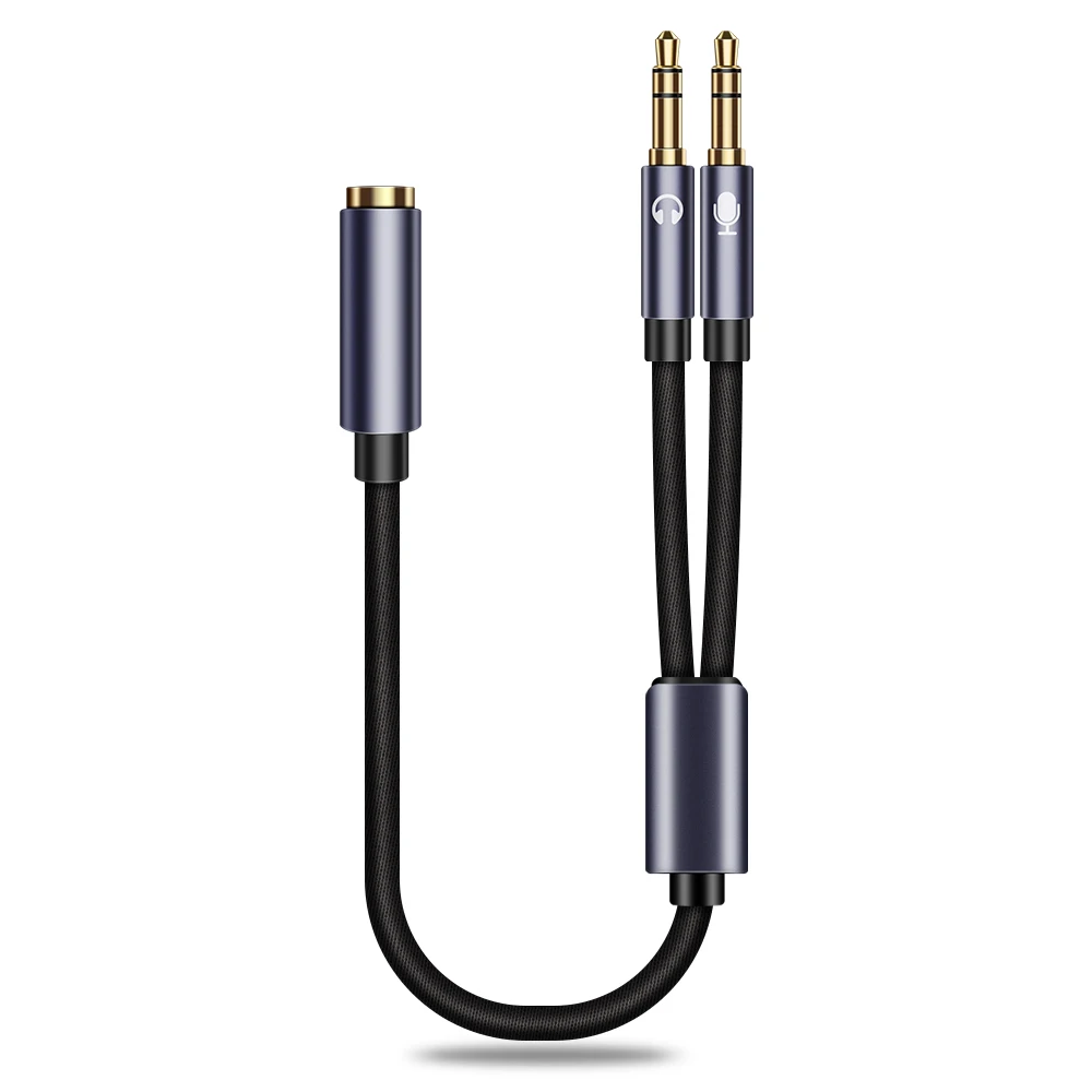 Computer 3.5mm Female to 2 Male Headphone Mic Audio Y Splitter Cable