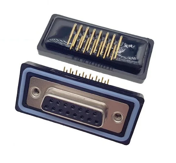Lycn 9pin 15pin 25pin 37pin IP67 PCB Right Angle Type Male Female Dual Row Waterproof DR D-sub Connector Gold Plated Machine Pin