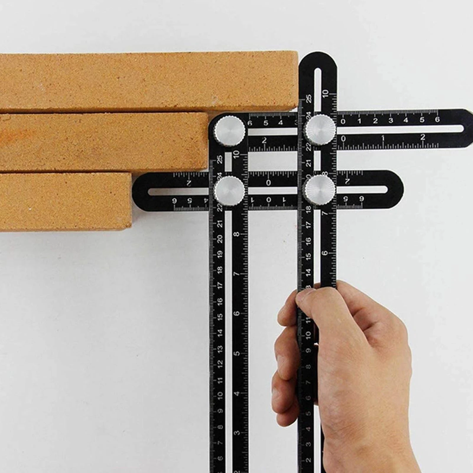 Wholesale Tile Hole Locator Adjustable Tool Masonry Glass Fixed Measuring Universal Angular 6 Fold Ruler