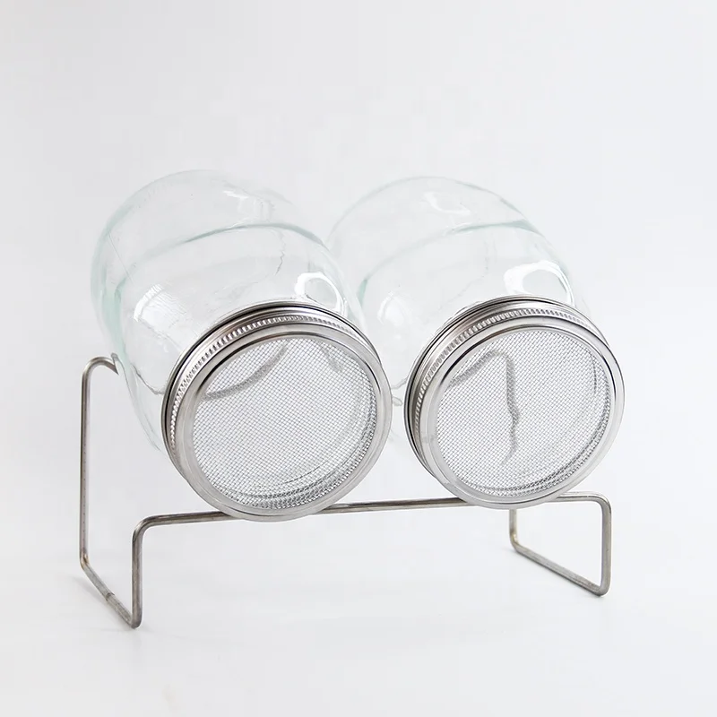 Seed Sprouting Jar Kit -2 Sprout Mason Jar with Steel Mesh Lids Stands with Trays Sprout to Grow Your Own Beans