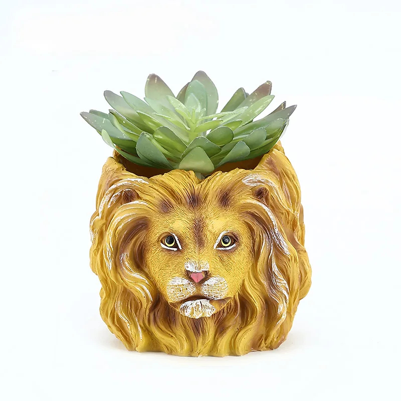 Resin Dog Cat Lion Planter Animal Shape Flower Pot Container Of Resin for Home Garden Living Room