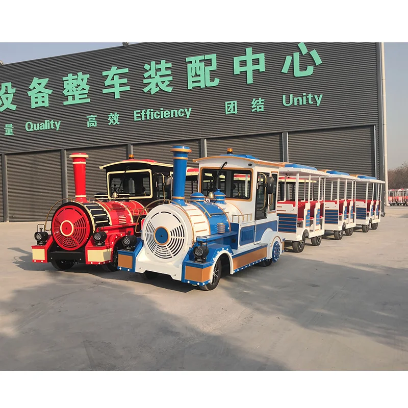 Yimiao Amusements Park Electric Trackless Train Car Racing Games Train Set Mini Trackless Train
