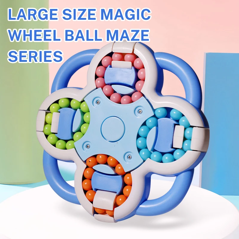 Kids Brain Training Educational Puzzle Game Fidget Cube Toys Large Decompression Spinner Stress Relief Rotating Magic Bean Cube