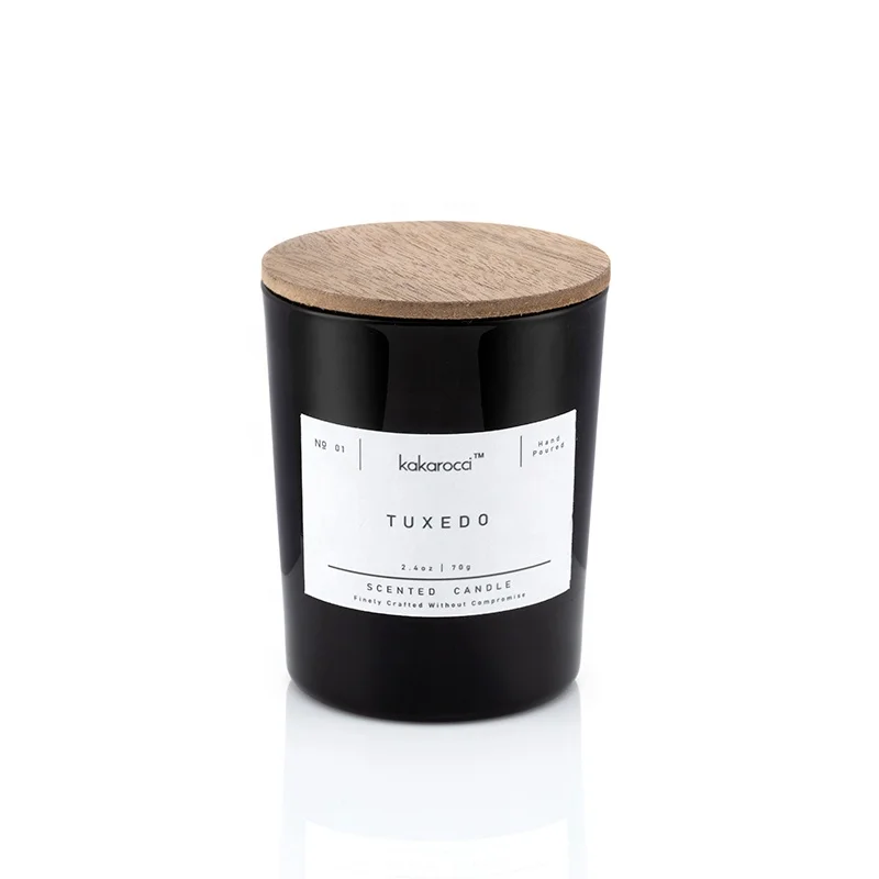 Custom Simple Glass Jar 70g Soy Blend Wax Private Label Small Scented Candle With Lid