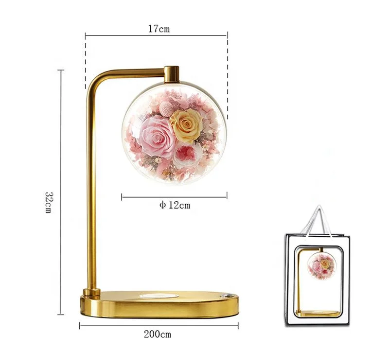 2022 Newest and Popular Mobile Phone Charging Lamp With Preserved Rose For The Home Decoration