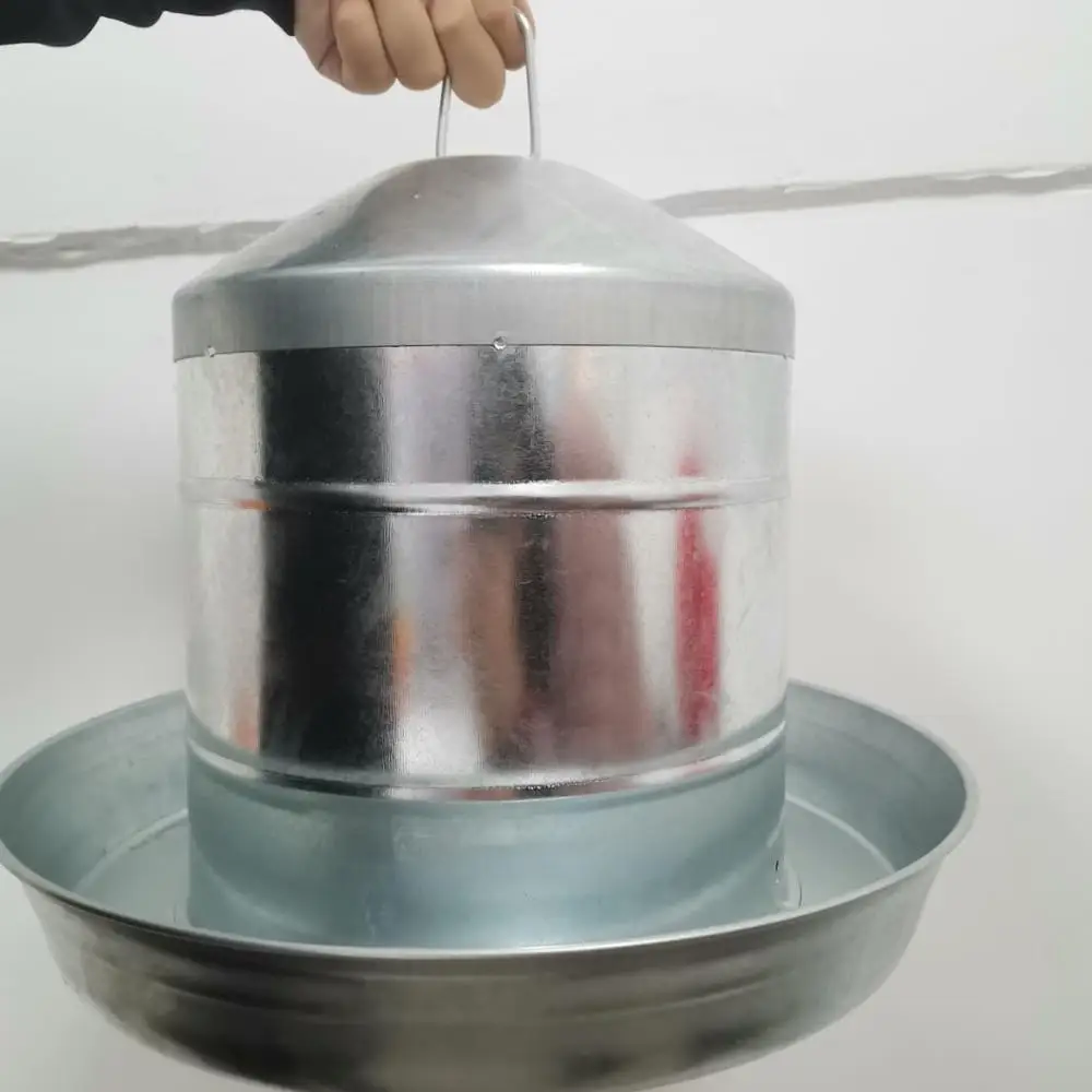 9L оцинкованная металлическая поилка для кур с ручкой дозатор воды птиц кормушки домашних животных